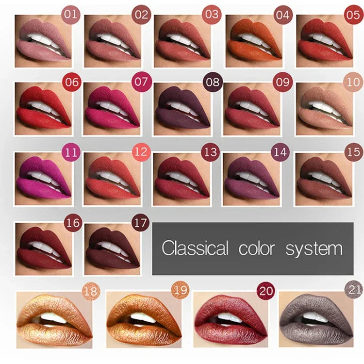 Brillant à Lèvres Mat Imperméable Cosmétiques Maquillage Nude, 1#, 2#, 3#, 4#, 5#, 6#, 7#, 8#, 9#, 10#, 11#, 12#, 13#, 14#, 15#, 16#, 17#, 18#, 19#, 20#, 21#