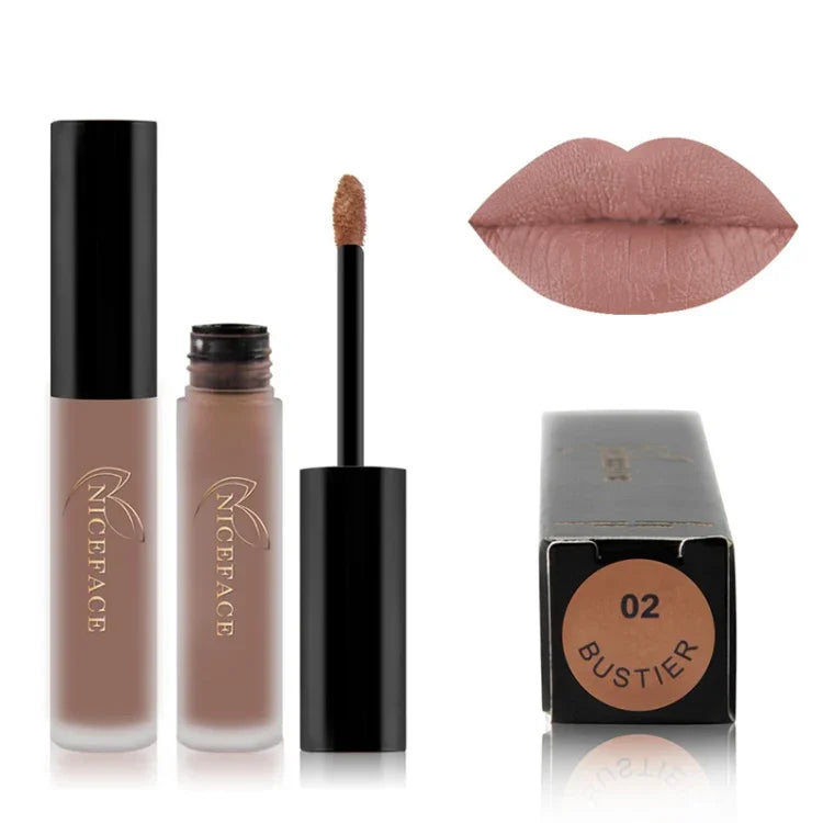 Brillant à lèvres liquide mat nude imperméable et hydratant longue durée, cosmétique pour les lèvres, 01, 02, 03, 04, 05, 06, 07, 08, 09, 10, 11, 12, 13, 14, 15, 16, 17, 19, 20, 21, 22, 23, 24