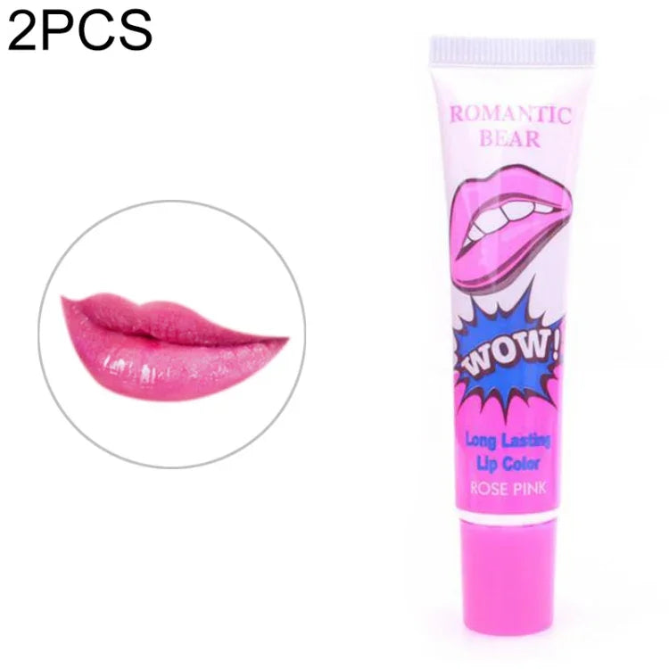 Lot de 2 brillants à lèvres longue durée, décollables facilement, rouges à lèvres mats imperméables pour femme, disponibles en : rouge melon, pêche exquise, rouge sexy, rose vif, rouge cerise, orange douce.