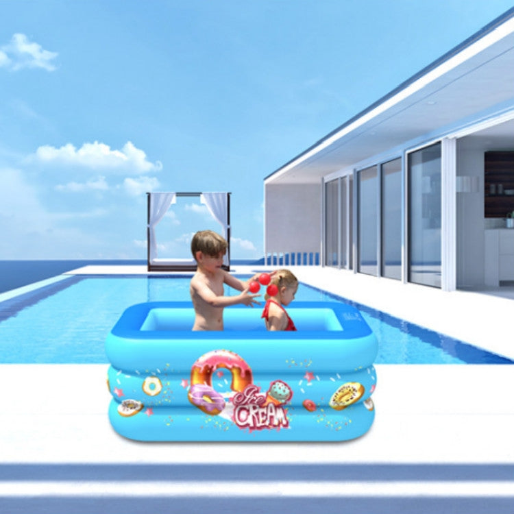 Piscine gonflable carrée pour enfants motif glace, usage intérieur et extérieur, 150 x 110 x 50cm rose, 180 x 130 x 55cm rose, 210 x 135 x 55cm rose