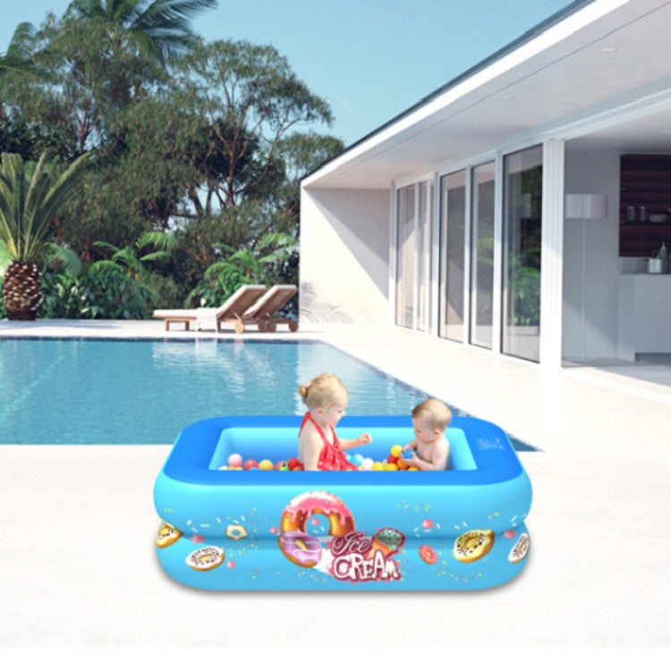 Piscine gonflable carrée pour enfants motif glace, usage intérieur et extérieur, 150 x 110 x 50cm rose, 180 x 130 x 55cm rose, 210 x 135 x 55cm rose