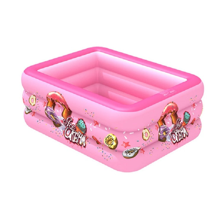 Piscine gonflable carrée pour enfants motif glace, usage intérieur et extérieur, 150 x 110 x 50cm rose, 180 x 130 x 55cm rose, 210 x 135 x 55cm rose