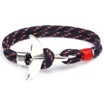 Bracelets à chaîne en corde de survie nautique, avec ancre en queue de baleine, bleu foncé, noir, noir rouge, rouge, noir bleu, jaune, coloré, bleu