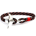 Bracelets à chaîne en corde de survie nautique, avec ancre en queue de baleine, bleu foncé, noir, noir rouge, rouge, noir bleu, jaune, coloré, bleu