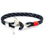 Bracelets à chaîne en corde de survie nautique, avec ancre en queue de baleine, bleu foncé, noir, noir rouge, rouge, noir bleu, jaune, coloré, bleu