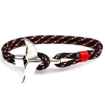 Bracelets à chaîne en corde de survie nautique, avec ancre en queue de baleine, bleu foncé, noir, noir rouge, rouge, noir bleu, jaune, coloré, bleu