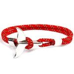Bracelets à chaîne en corde de survie nautique, avec ancre en queue de baleine, bleu foncé, noir, noir rouge, rouge, noir bleu, jaune, coloré, bleu