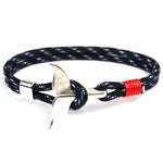 Bracelets à chaîne en corde de survie nautique, avec ancre en queue de baleine, bleu foncé, noir, noir rouge, rouge, noir bleu, jaune, coloré, bleu