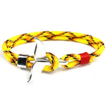 Bracelets à chaîne en corde de survie nautique, avec ancre en queue de baleine, bleu foncé, noir, noir rouge, rouge, noir bleu, jaune, coloré, bleu