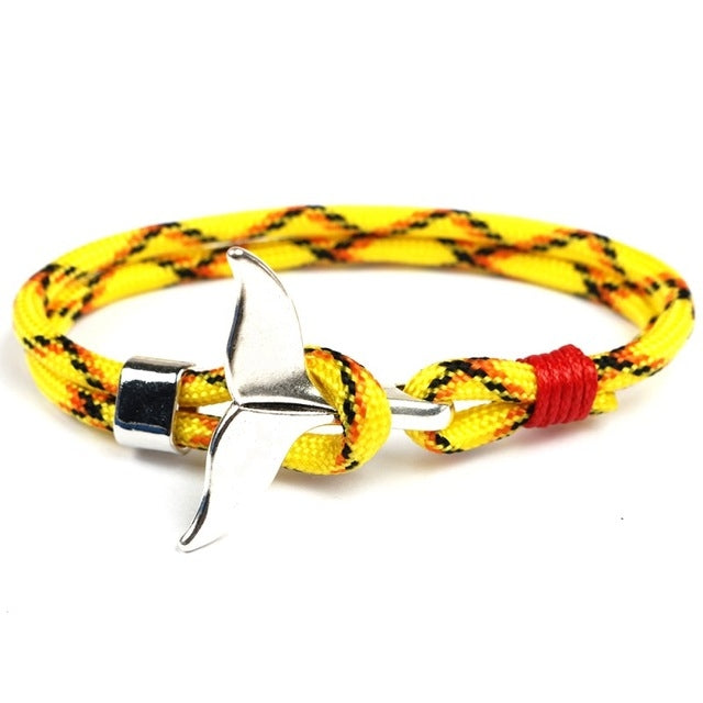 Bracelets à chaîne en corde de survie nautique, avec ancre en queue de baleine, bleu foncé, noir, noir rouge, rouge, noir bleu, jaune, coloré, bleu