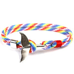 Bracelets à chaîne en corde de survie nautique, avec ancre en queue de baleine, bleu foncé, noir, noir rouge, rouge, noir bleu, jaune, coloré, bleu