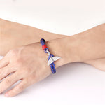 Bracelets à chaîne en corde de survie nautique, avec ancre en queue de baleine, bleu foncé, noir, noir rouge, rouge, noir bleu, jaune, coloré, bleu