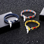 Bracelets à chaîne en corde de survie nautique, avec ancre en queue de baleine, bleu foncé, noir, noir rouge, rouge, noir bleu, jaune, coloré, bleu
