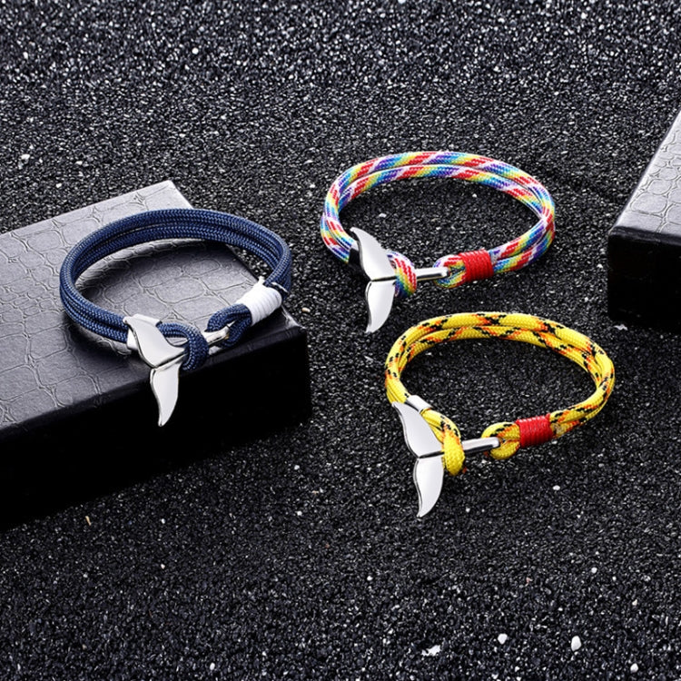 Bracelets à chaîne en corde de survie nautique, avec ancre en queue de baleine, bleu foncé, noir, noir rouge, rouge, noir bleu, jaune, coloré, bleu