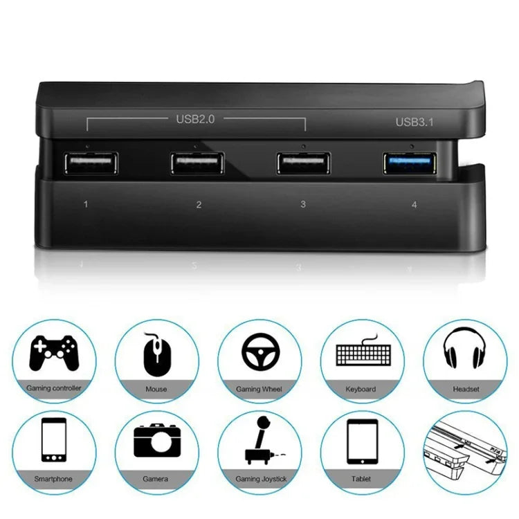 Lot de 2 adaptateurs USB d'extension pour PS4 Slim, compatibles avec la console PlayStation 4 Slim (hub USB 3.0 haute vitesse).
