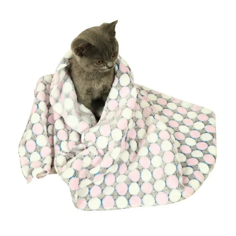 Couverture Douce en Flanelle pour Animaux de Compagnie, Imprimée à Pois, Tapis de Lit Respirant, Housse de Coussin Chaleureuse pour Chien et Chat, Tailles S, M, L