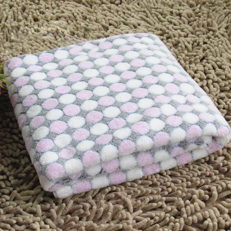Couverture Douce en Flanelle pour Animaux de Compagnie, Imprimée à Pois, Tapis de Lit Respirant, Housse de Coussin Chaleureuse pour Chien et Chat, Tailles S, M, L