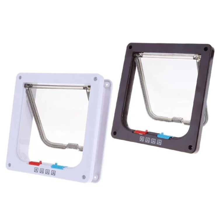 Chien Porte 4 Voies Verrouillable Sécurité Rabat Porte pour Chien Chat Chaton Fixation Murale Porte Animal de Compagnie Petit Chien Porte, S, M, L
