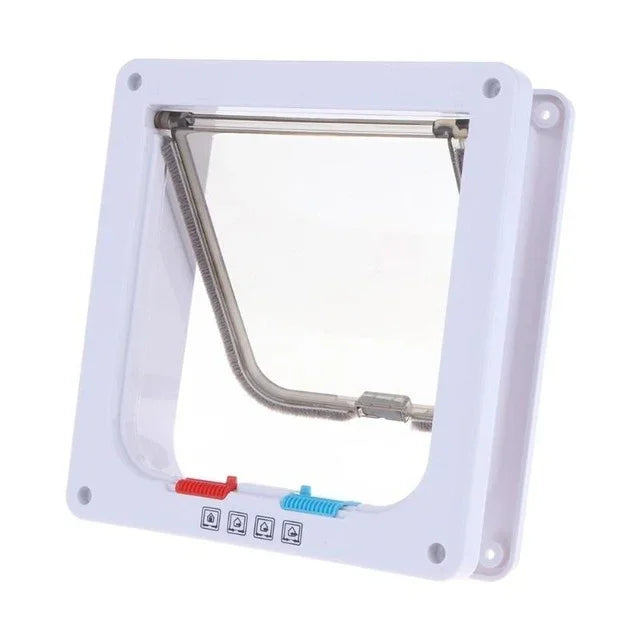 Chien Porte 4 Voies Verrouillable Sécurité Rabat Porte pour Chien Chat Chaton Fixation Murale Porte Animal de Compagnie Petit Chien Porte, S, M, L