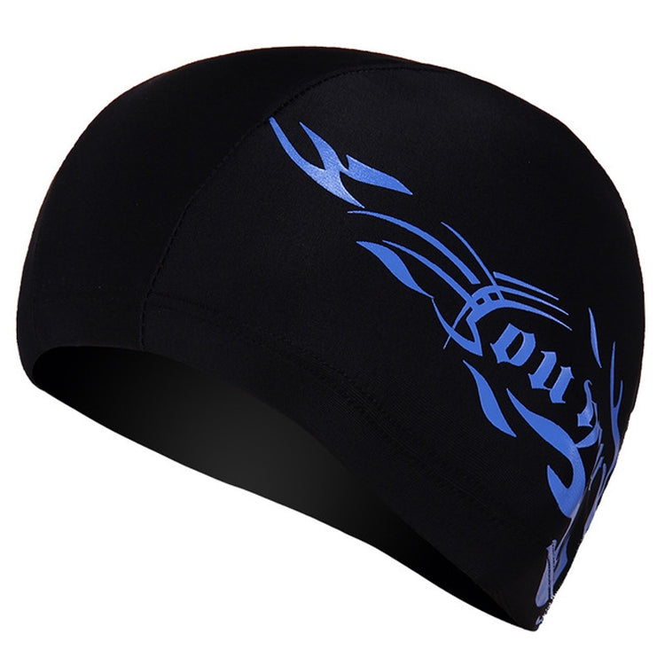 Bonnet de bain unisexe en spandex respirant, bonnet de bain en spandex (noir), bonnet de bain en spandex (feu bleu sur noir), bonnet de bain en spandex (feu bleu sur blanc), bonnet de bain en spandex (feu bleu sur rouge)