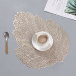 Set de table en PVC résistant à la chaleur avec sous-verre, motif feuille, Dimensions : 37x47cm