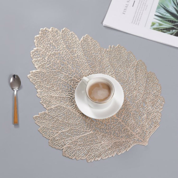 Set de table en PVC résistant à la chaleur avec sous-verre, motif feuille, Dimensions : 37x47cm