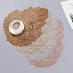 Set de table en PVC résistant à la chaleur avec sous-verre, motif feuille, Dimensions : 37x47cm