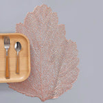 Set de table en PVC résistant à la chaleur avec sous-verre, motif feuille, Dimensions : 37x47cm