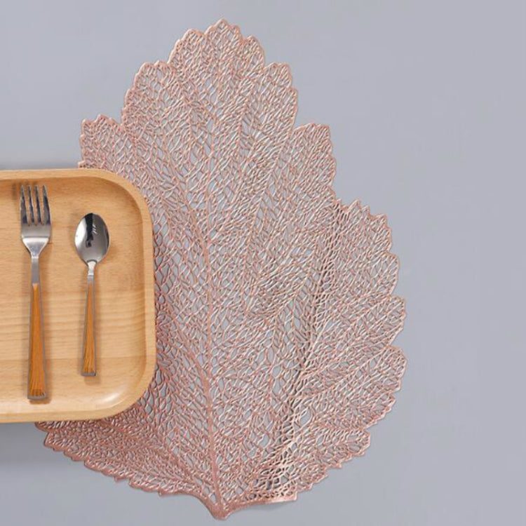 Set de table en PVC résistant à la chaleur avec sous-verre, motif feuille, Dimensions : 37x47cm