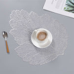 Set de table en PVC résistant à la chaleur avec sous-verre, motif feuille, Dimensions : 37x47cm