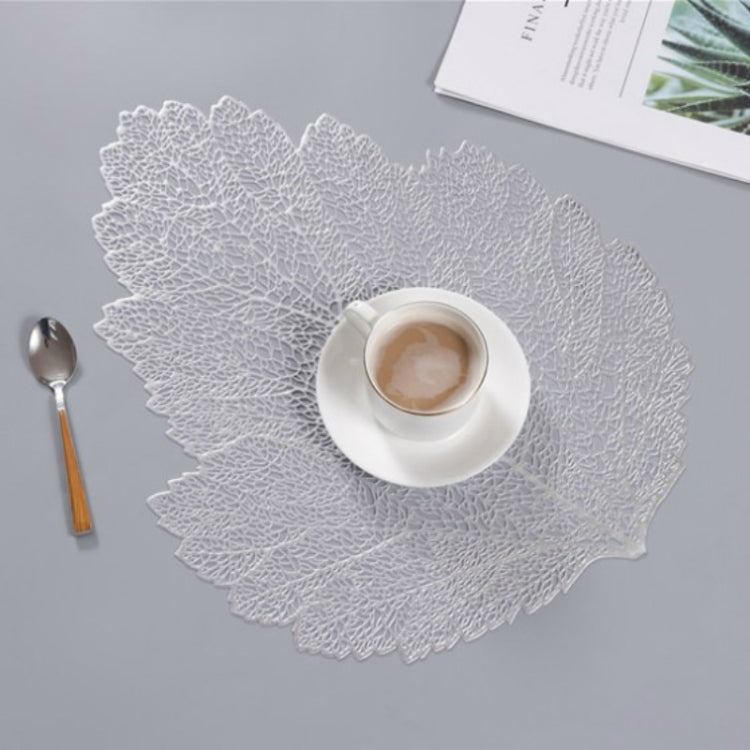 Set de table en PVC résistant à la chaleur avec sous-verre, motif feuille, Dimensions : 37x47cm