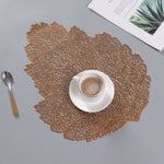Set de table en PVC résistant à la chaleur avec sous-verre, motif feuille, Dimensions : 37x47cm
