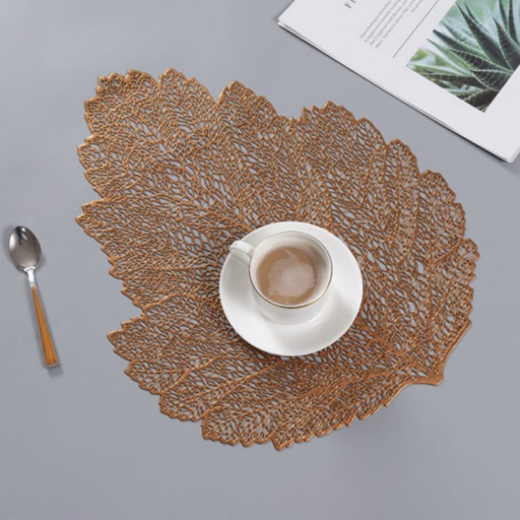 Set de table en PVC résistant à la chaleur avec sous-verre, motif feuille, Dimensions : 37x47cm