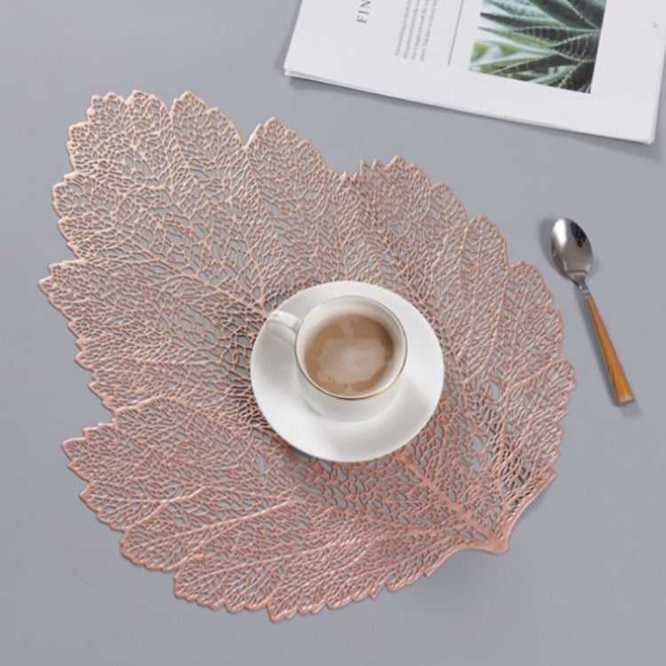 Set de table en PVC résistant à la chaleur avec sous-verre, motif feuille, Dimensions : 37x47cm
