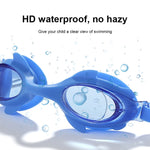 Ensemble de natation 4 en 1 pour enfants : lunettes de natation en silicone étanches et anti-buée avec motif de petit crabe, bonnet de bain imprimé, pince-nez, bouchons d'oreilles, sac de rangement (crabe bleu), (crabe rose)