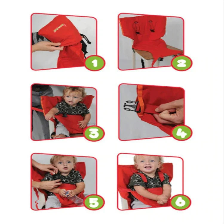 Siège portable pour bébé Chaise enfant Voyage Pliable Lavable Housse de siège pour bébé Ceinture de sécurité