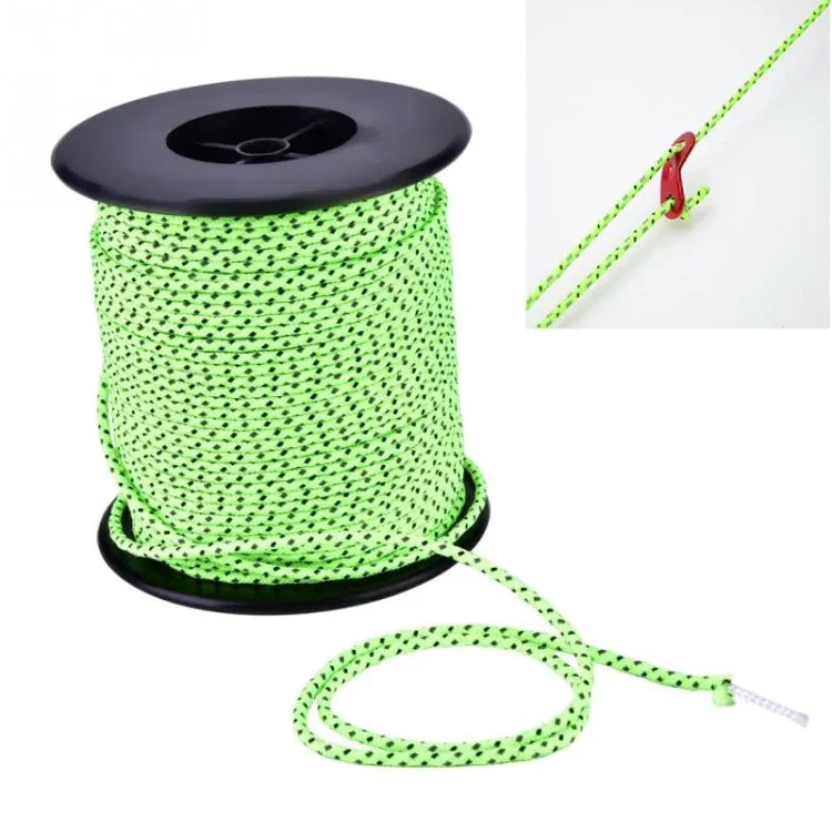Corde de tente coupe-vent réfléchissante de 2,5 mm de diamètre, Corde de camping, Cordes de tente réfléchissantes, Longueur : 50 m, Longueur : 50 m