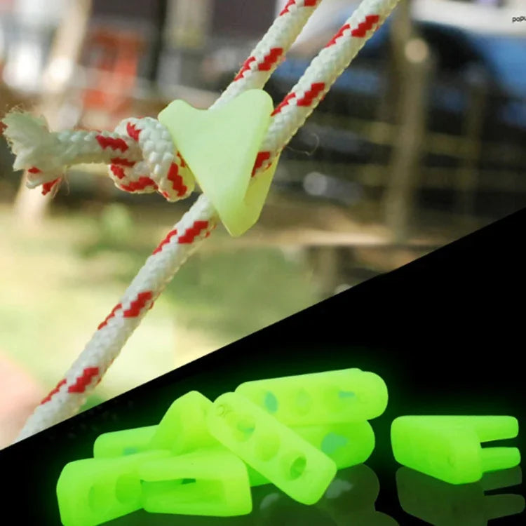 Boucle de corde lumineuse d'extérieur 10 pièces Fluorescence Tente Boucle Triangle Rappel d'alerte Danger accidentel Tente Ajusteur de corde de vent, Boucle Triangle