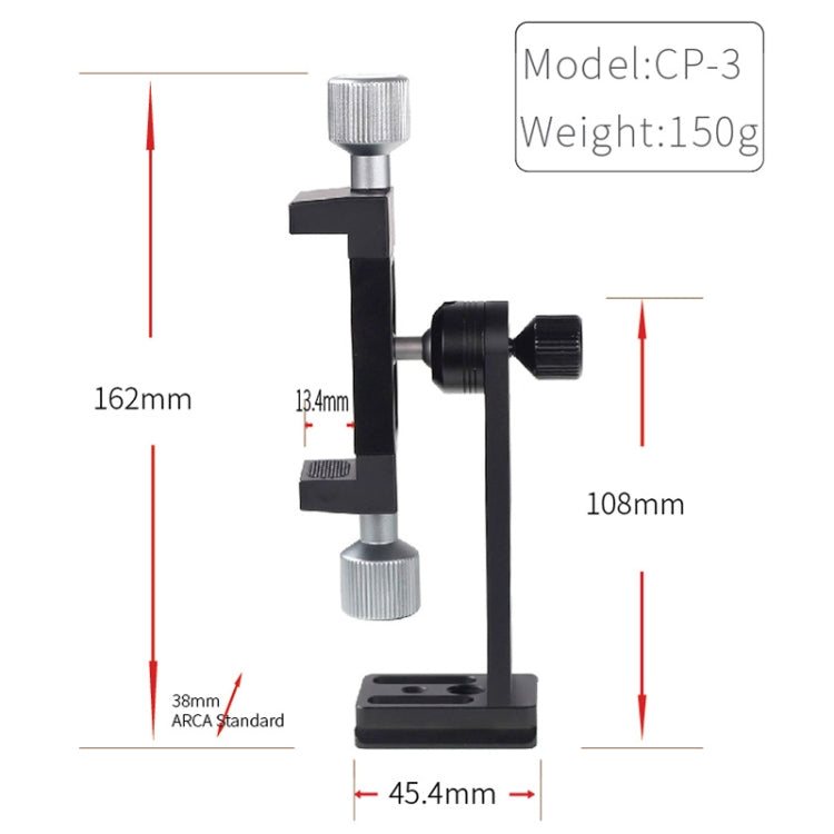 Clip de fixation trépied tout métal rotatif CP-3 Support live pour téléphone de 4,5 à 7,3 pouces