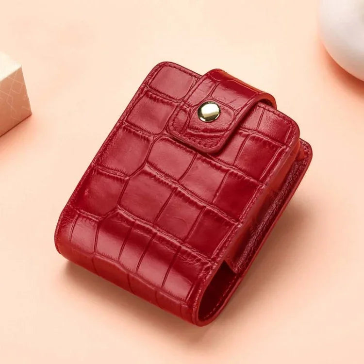 Mini Sac à Rouge à Lèvres en Cuir de Vachette Motif Crocodile, Portable, avec Miroir
