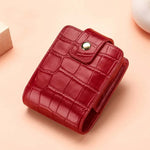 Mini Sac à Rouge à Lèvres en Cuir de Vachette Motif Crocodile, Portable, avec Miroir