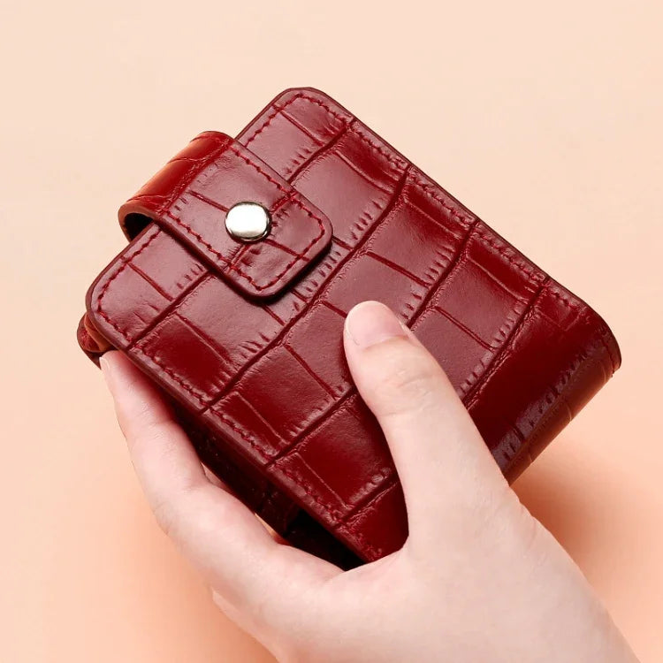 Mini Sac à Rouge à Lèvres en Cuir de Vachette Motif Crocodile, Portable, avec Miroir