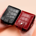 Mini Sac à Rouge à Lèvres en Cuir de Vachette Motif Crocodile, Portable, avec Miroir