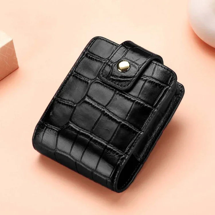 Mini Sac à Rouge à Lèvres en Cuir de Vachette Motif Crocodile, Portable, avec Miroir