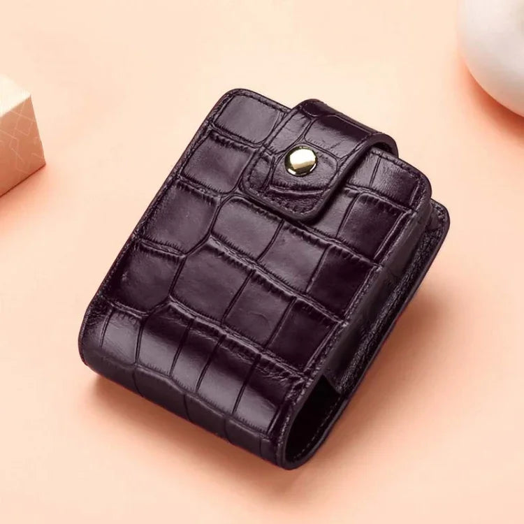Mini Sac à Rouge à Lèvres en Cuir de Vachette Motif Crocodile, Portable, avec Miroir