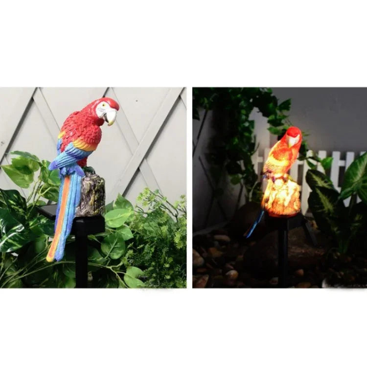 Lampe solaire de pelouse, figurine de perroquet en résine pour jardin et cour