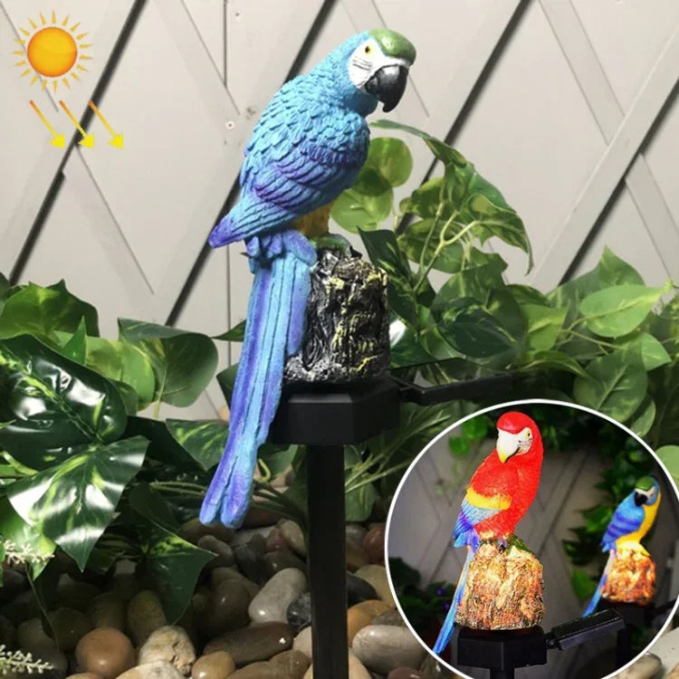 Lampe solaire de pelouse, figurine de perroquet en résine pour jardin et cour
