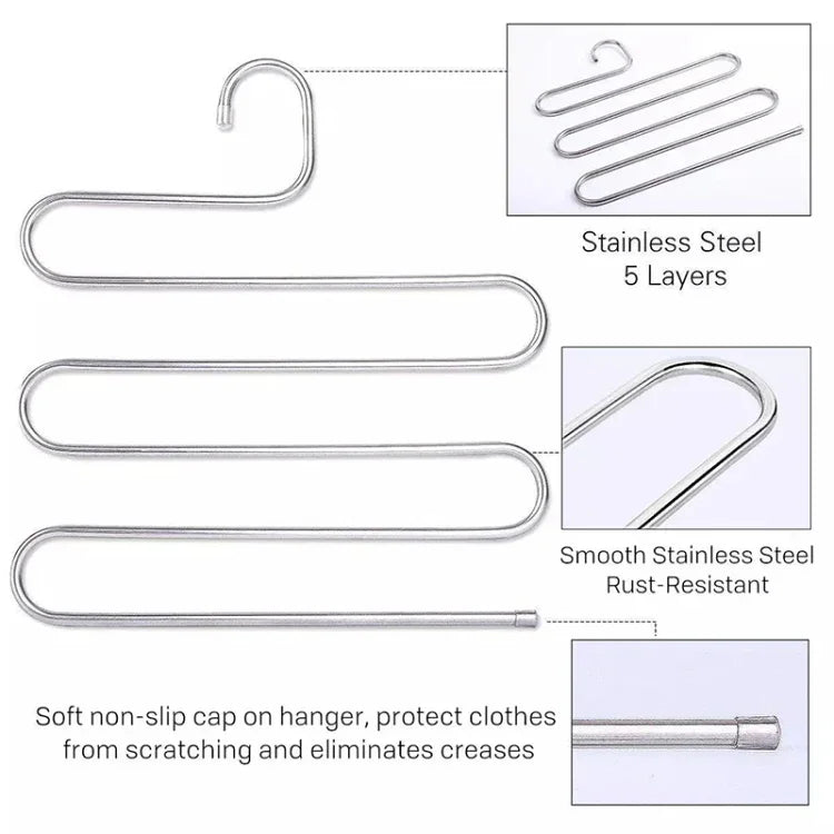 Cintres Multifonctionnels en Forme de S à 5 Couches pour Vêtements et Pantalons, Cintres en Forme de S