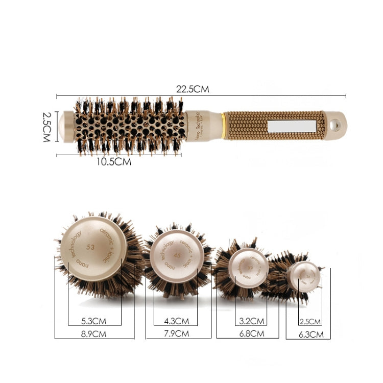 Brosse Ronde en Aluminium Céramique avec Poils en Nylon, Brosse Coiffante Professionnelle pour Barbier