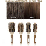 Brosse Ronde en Aluminium Céramique avec Poils en Nylon, Brosse Coiffante Professionnelle pour Barbier